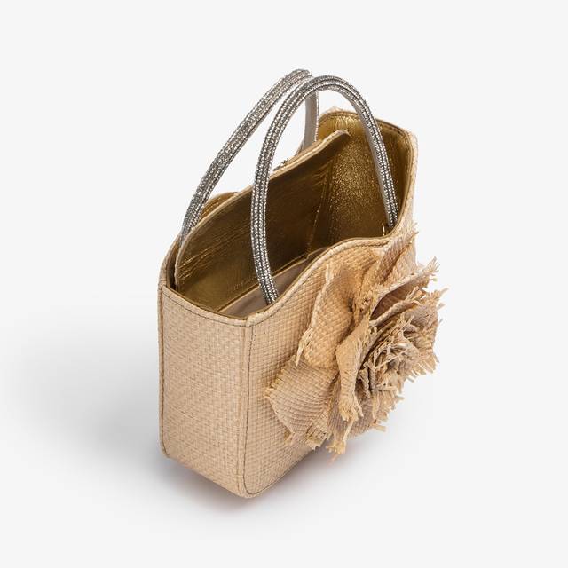 Le Silla Mini Bag Rafia Beige Naturale E Cristalli