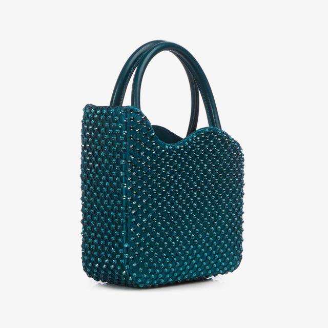 Le Silla Mini Bag Raso E Cristalli Verde Rasputin