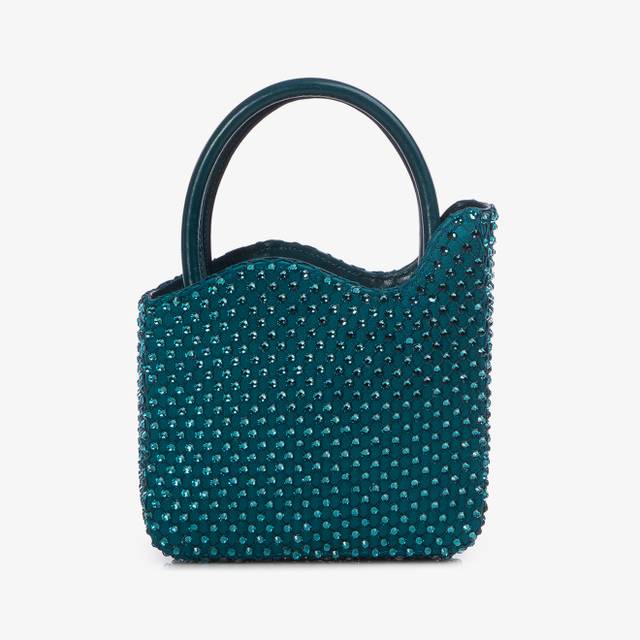 Le Silla Mini bag raso e Cristalli verde rasputin