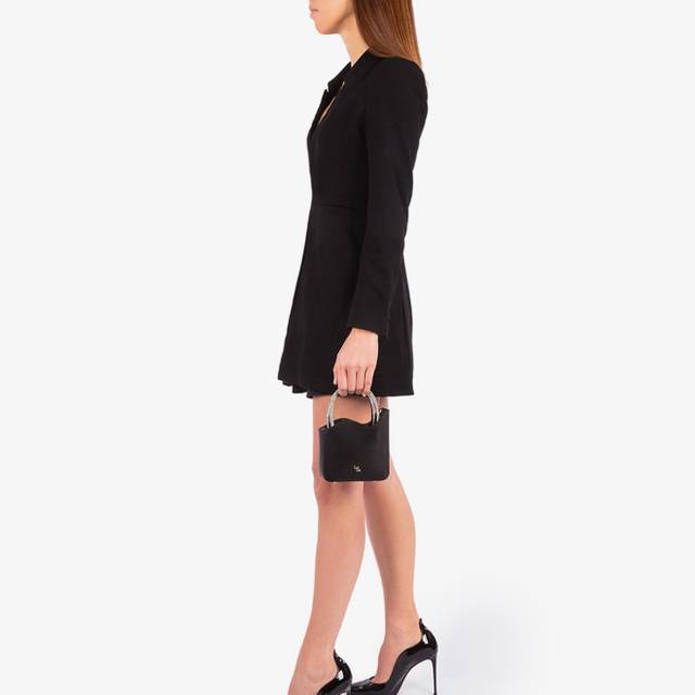 Le Silla Mini Bag Raso Nero E Cristalli