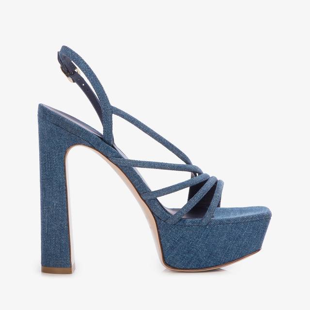 Le Silla Sandalo con plateau denim blu