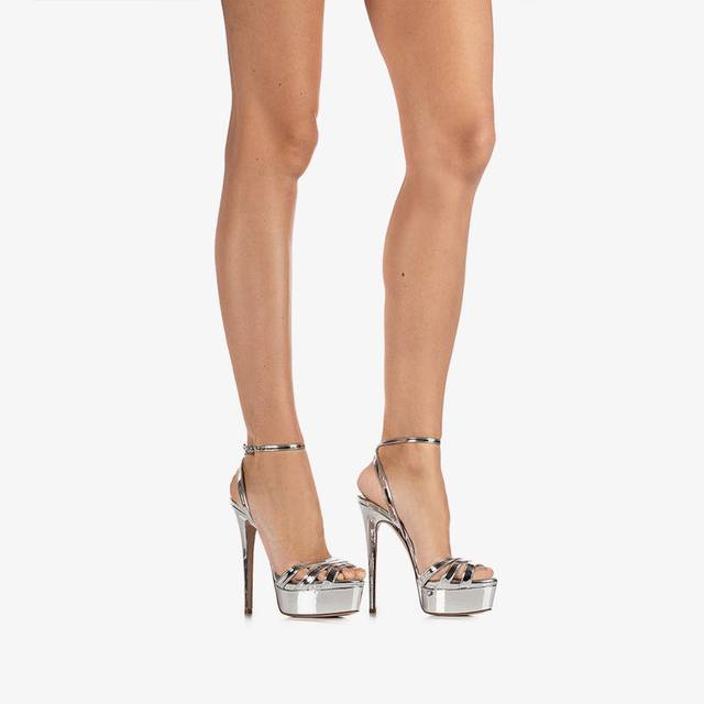 Le Silla Sandalo Con Plateau Metallizzato Argento