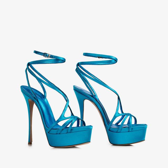 Le Silla Sandalo Con Plateau Raso Azzurro Eden