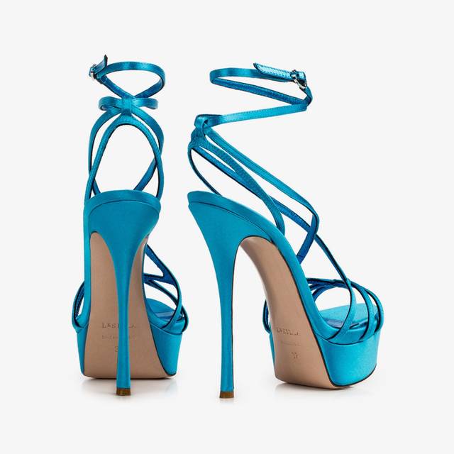 Le Silla Sandalo Con Plateau Raso Azzurro Eden