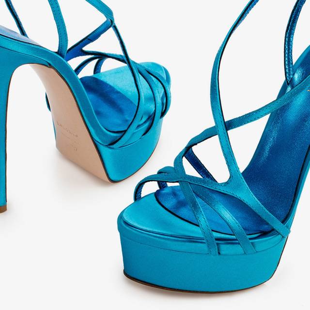 Le Silla Sandalo Con Plateau Raso Azzurro Eden