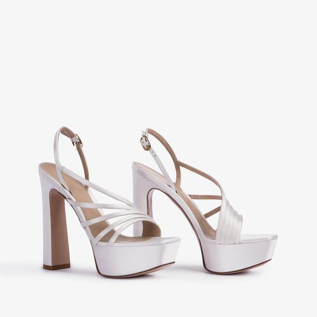 Le Silla Sandalo Con Plateau Raso Bianco Carta