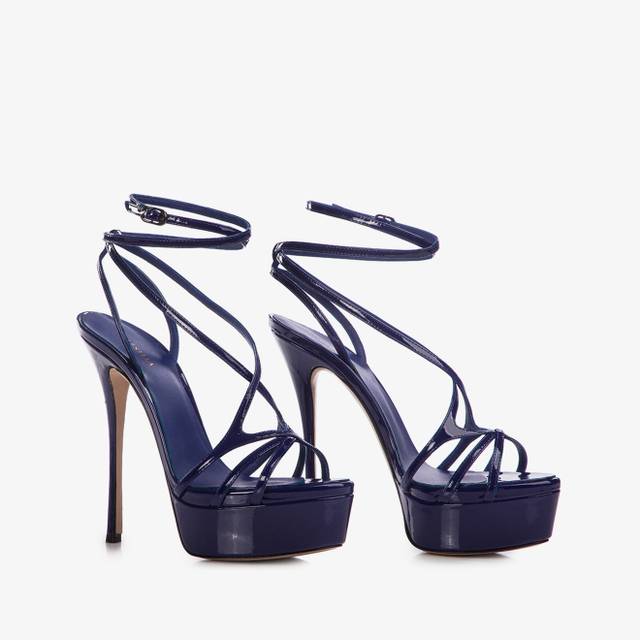 Le Silla Sandalo Con Plateau Vernice Blu Lazuli