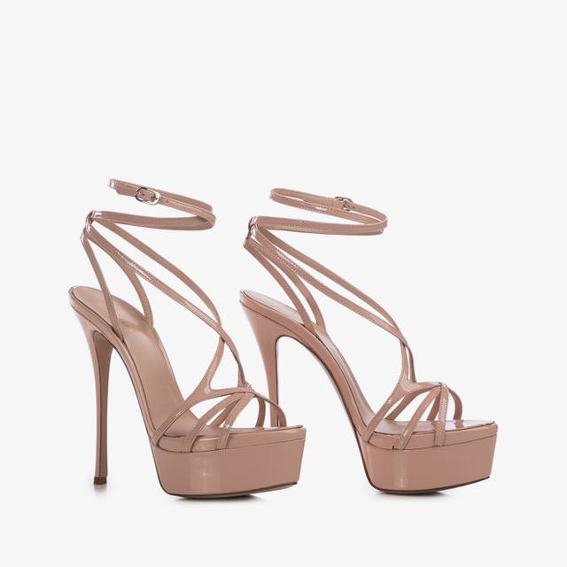 Le Silla Sandalo Con Plateau Vernice Nude Skin