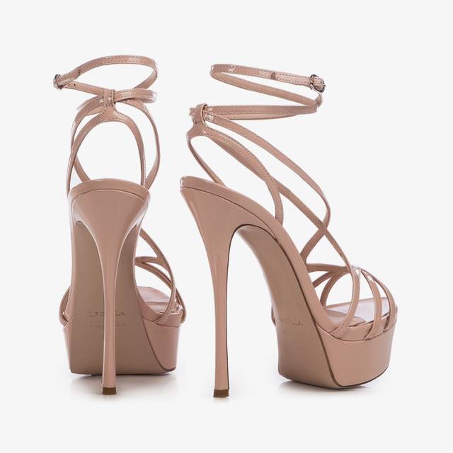 Le Silla Sandalo Con Plateau Vernice Nude Skin