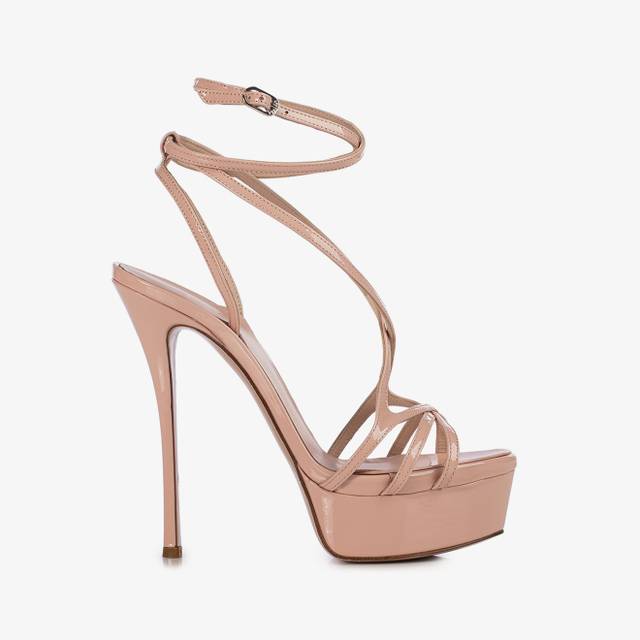 Le Silla Sandalo con plateau vernice nude skin