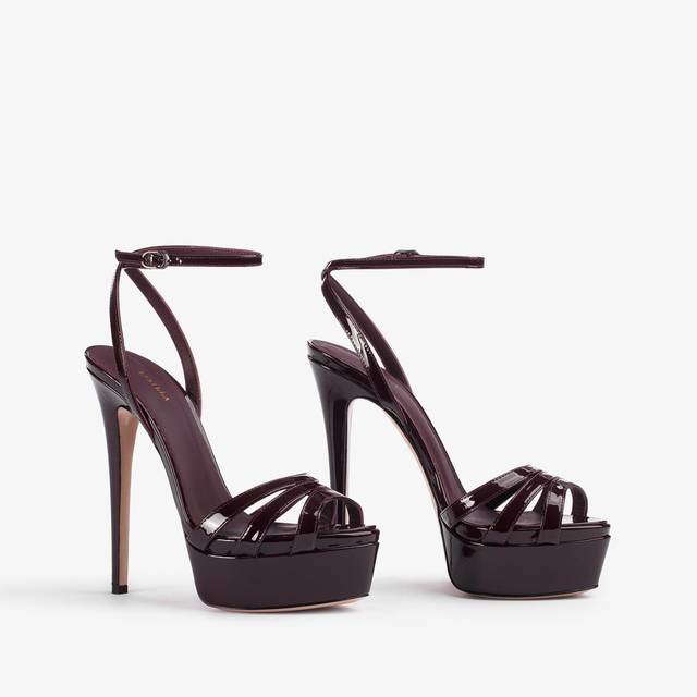 Le Silla Sandalo Con Plateau Vernice Rossa Cherry