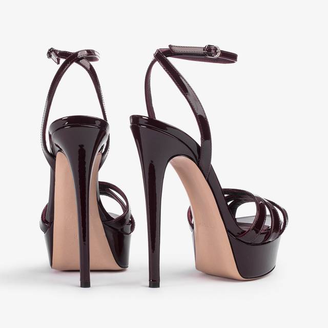 Le Silla Sandalo Con Plateau Vernice Rossa Cherry