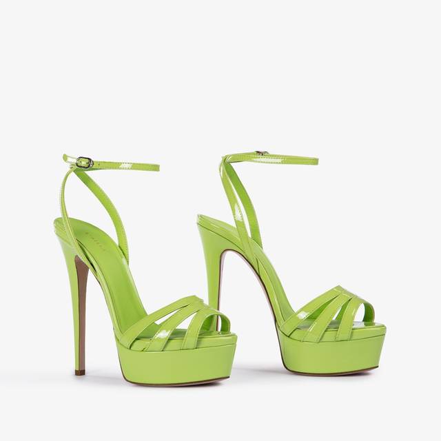 Le Silla Sandalo Con Plateau Vernice Verde Apple