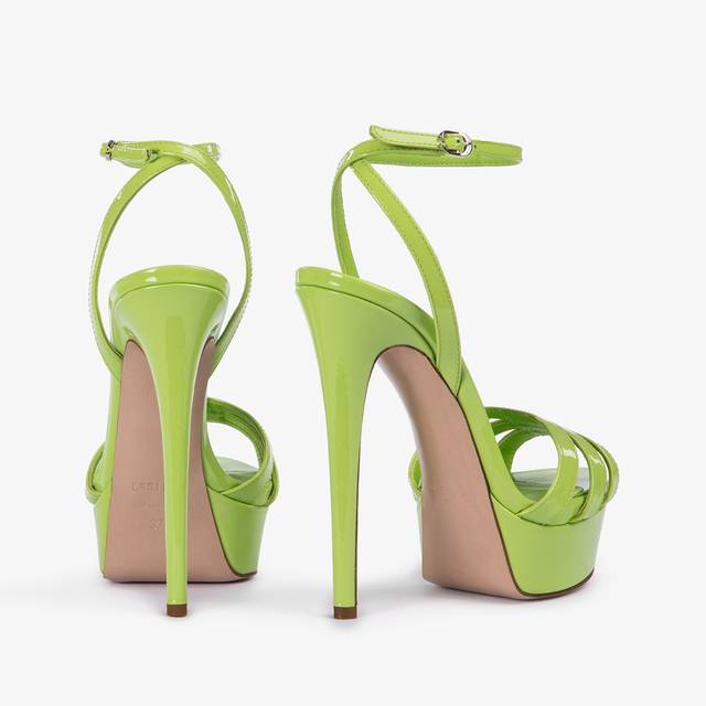 Le Silla Sandalo Con Plateau Vernice Verde Apple