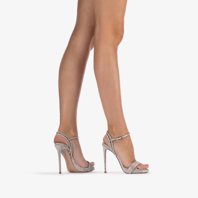 Le Silla Sandalo Effetto Pavé Di Cristalli Argento