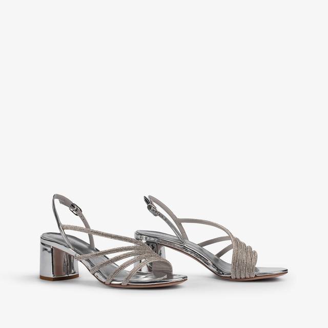 Le Silla Sandalo Effetto Pavé Di Cristalli Argento