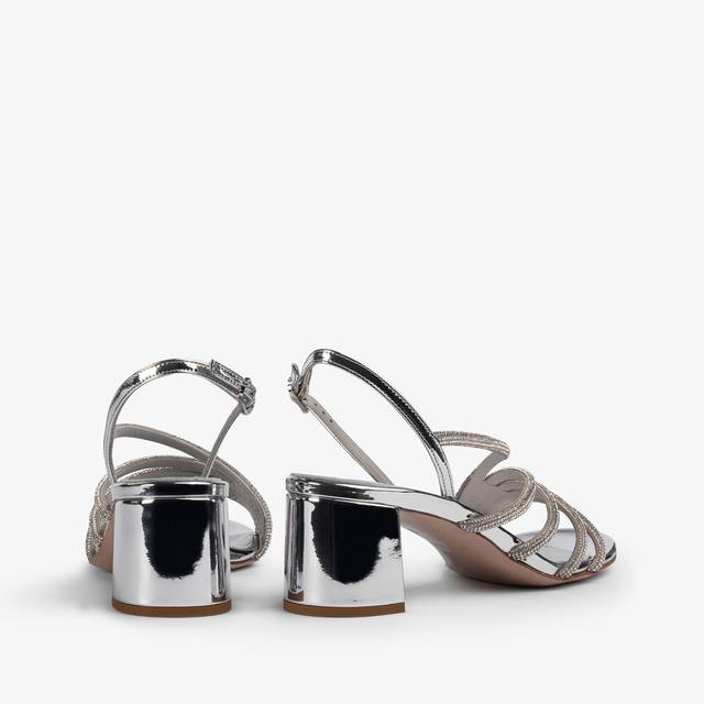 Le Silla Sandalo Effetto Pavé Di Cristalli Argento