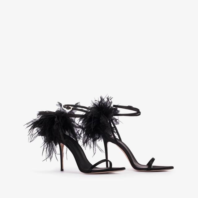 Le Silla Sandalo Fiore Raso Nero