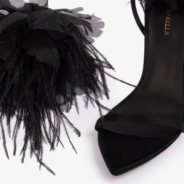 Le Silla Sandalo Fiore Raso Nero