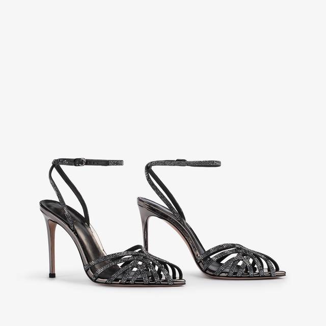 Le Silla Sandalo Metallizzato Peltro E Cristalli