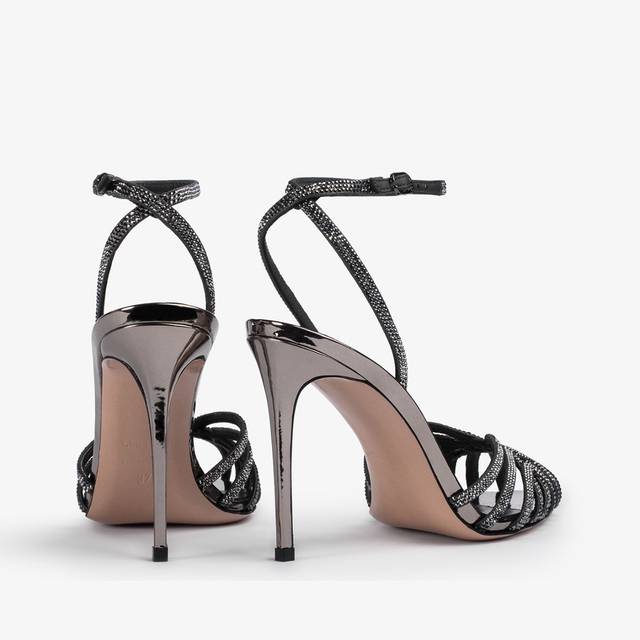 Le Silla Sandalo Metallizzato Peltro E Cristalli