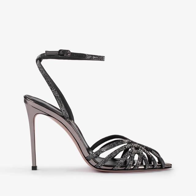 Le Silla Sandalo metallizzato peltro e Cristalli