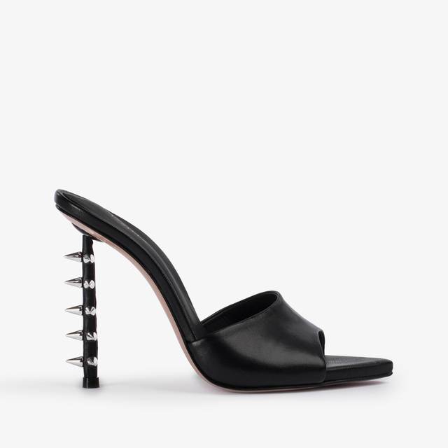 Le Silla Sandalo mule pelle nero con borchie