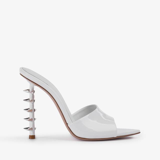 Le Silla Sandalo mule vernice bianco con borchie