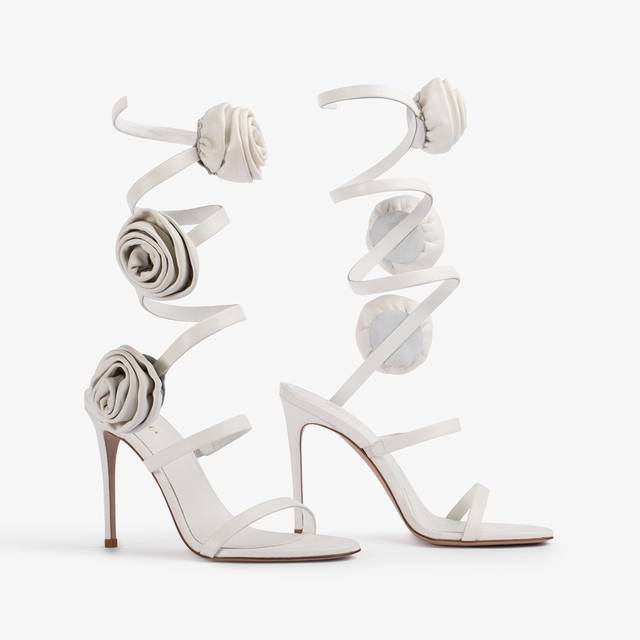 Le Silla Sandalo Pelle Bianco Carta E Rose