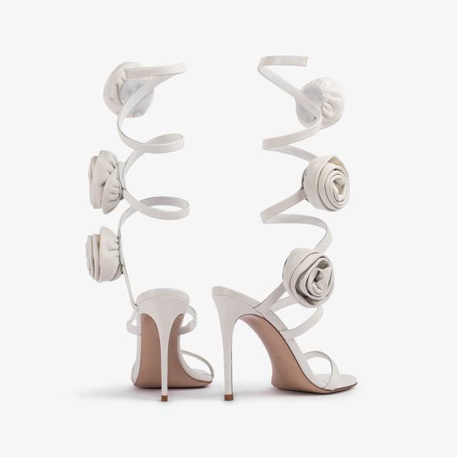 Le Silla Sandalo Pelle Bianco Carta E Rose