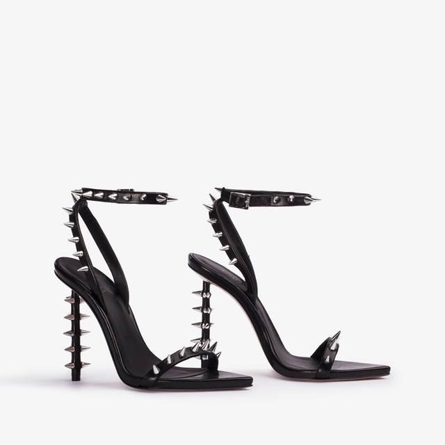 Le Silla Sandalo Pelle Nero Con Borchie Argento