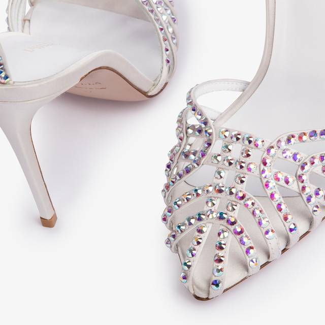 Le Silla Sandalo Raso E Cristalli Bianco