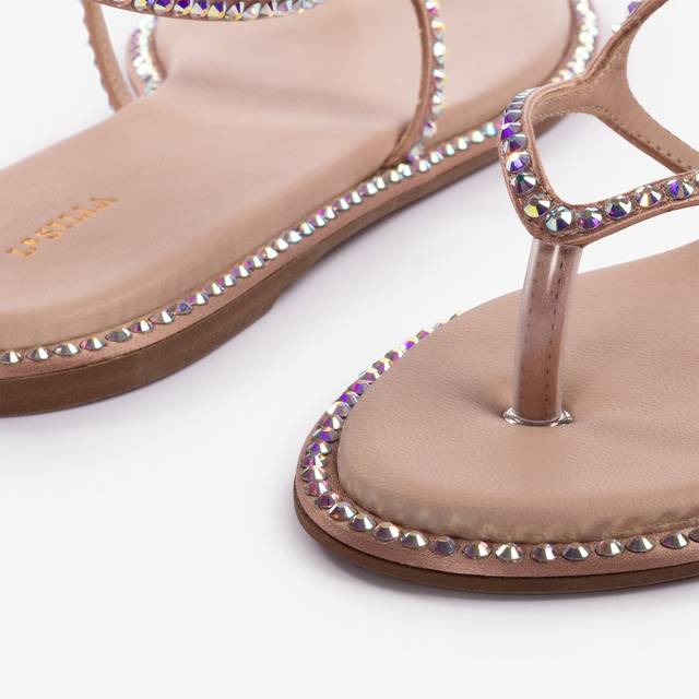 Le Silla Sandalo Raso Nude Phard Con Cristalli