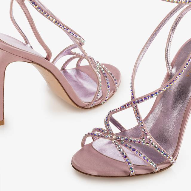 Le Silla Sandalo Raso Rosa Paris E Cristalli
