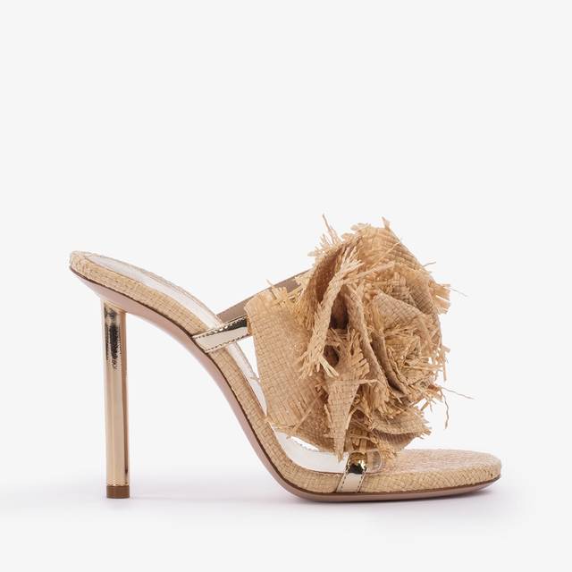 Le Silla Sandalo rosa rafia beige naturale