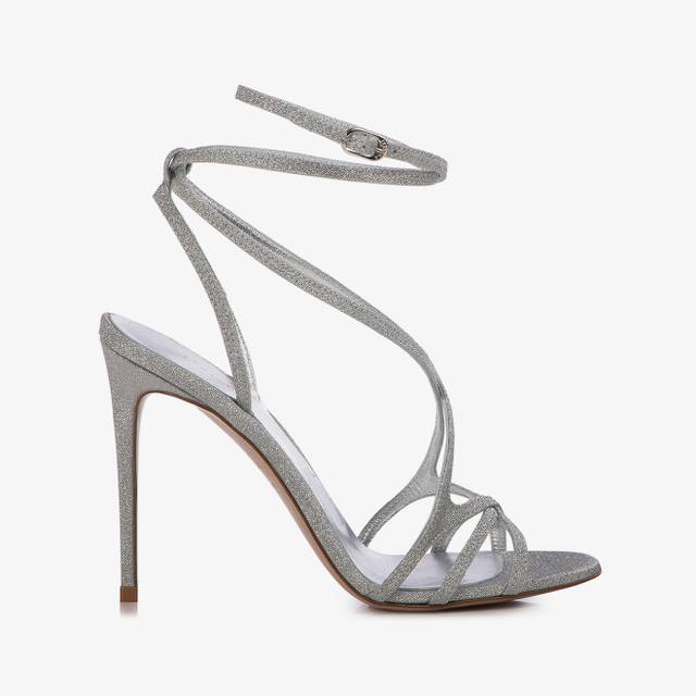 Le Silla Sandalo tessuto glitter argento