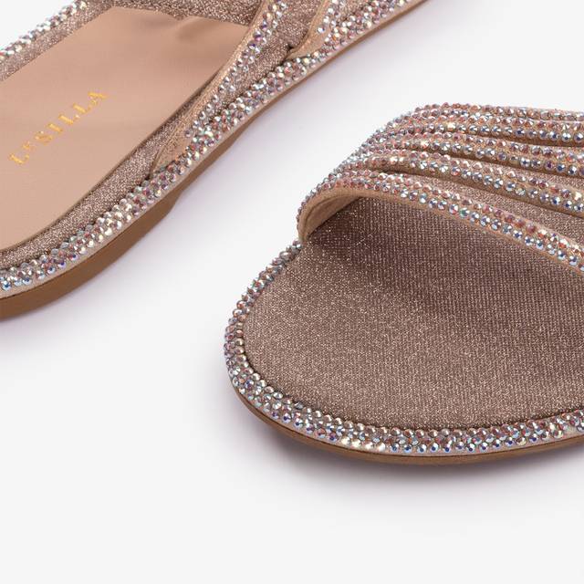 Le Silla Sandalo Tessuto Glitter Nude Skin
