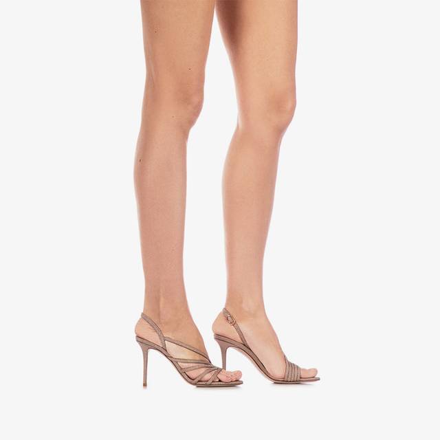 Le Silla Sandalo Tessuto Glitterato Nude Skin