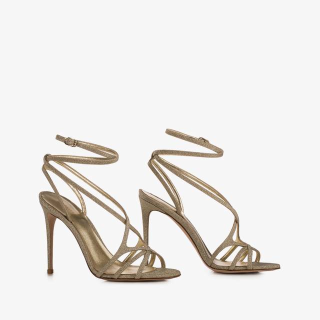 Le Silla Sandalo Tessuto Glitterato Oro