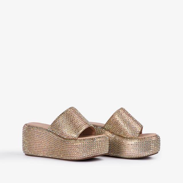 Le Silla Sandalo Zeppa Cristalli Nude Phard