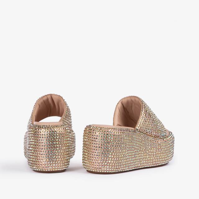 Le Silla Sandalo Zeppa Cristalli Nude Phard