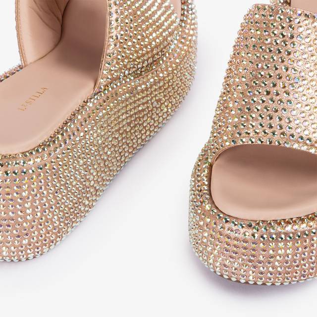 Le Silla Sandalo Zeppa Cristalli Nude Phard