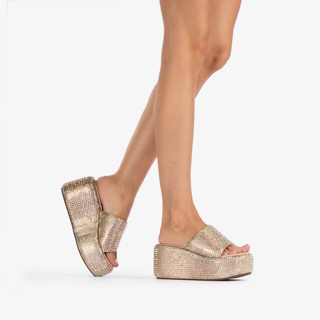 Le Silla Sandalo Zeppa Cristalli Nude Phard