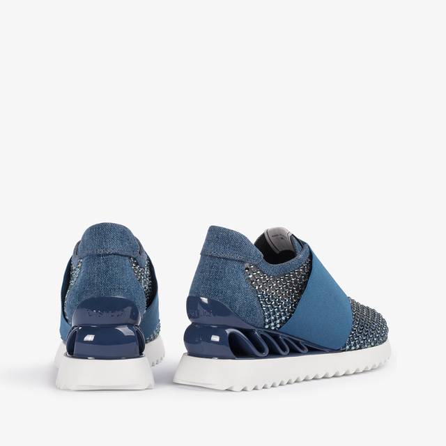 Le Silla Scarpa Running Denim, Rete Blu E Cristalli