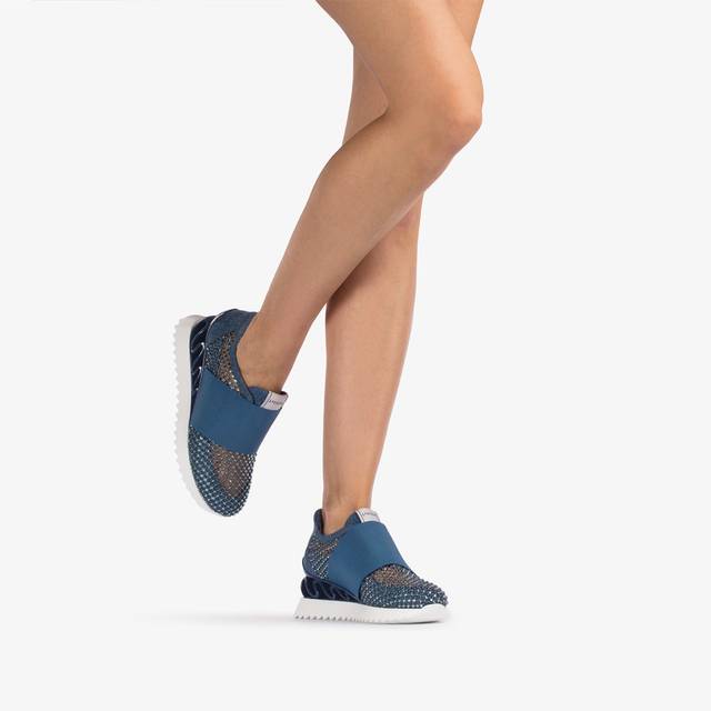 Le Silla Scarpa Running Denim, Rete Blu E Cristalli