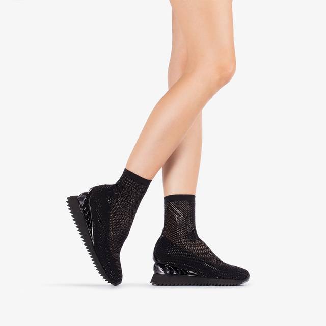 Le Silla Scarpa Running Rete E Cristalli Nero Jet