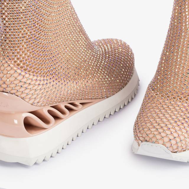 Le Silla Scarpa Running Rete E Cristalli Nude Skin
