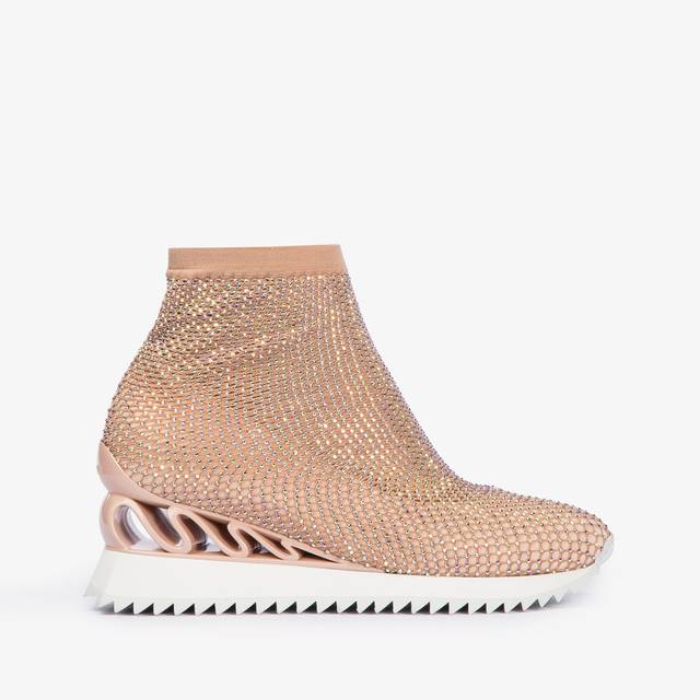 Le Silla Scarpa running rete e Cristalli nude skin