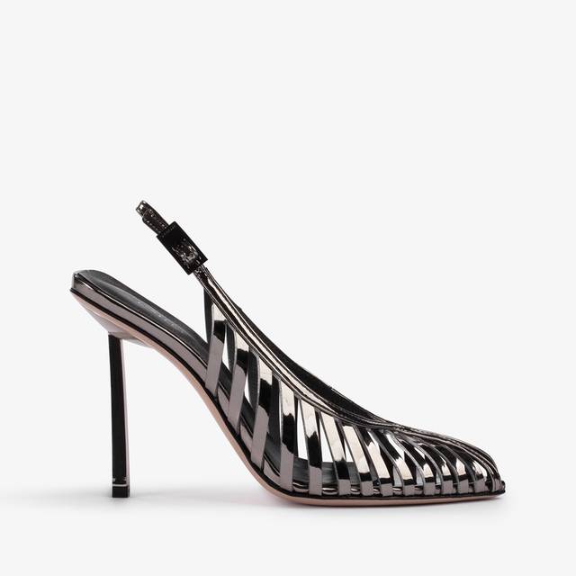Le Silla Slingback con listini metallizzata peltro
