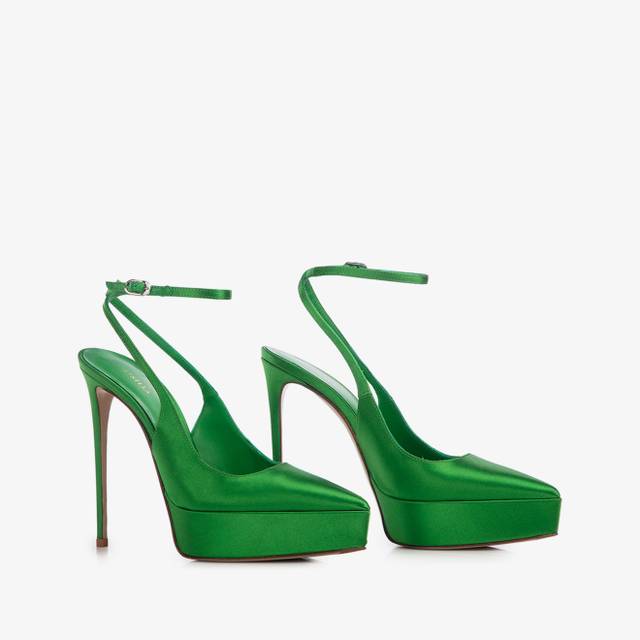 Le Silla Slingback Con Plateau Raso Verde Emerald